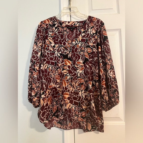 Zac & Rachel Tops - Floral Women's Top - Burgundy and Cream